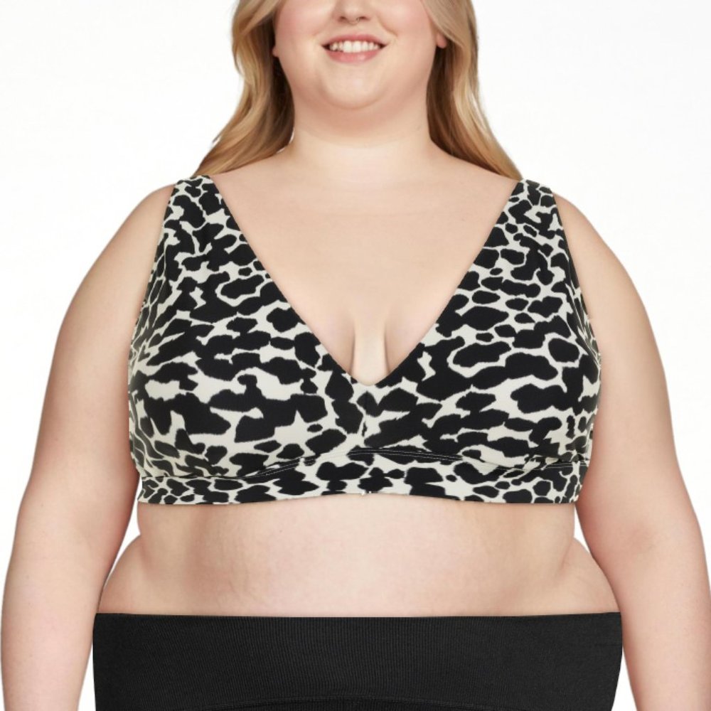 Time And Tru 3X (24W/26W) Plus Size Black & White Animal Print Bikini SET - Picture 2 of 11